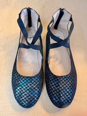 Monkey Feet Iridescent Mermaid Scales Zipper Ballet Flats Size 9